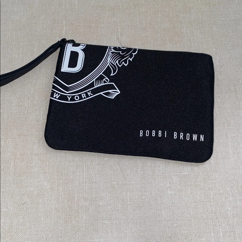 Bobbi Brown Black Cosmetic Makeup Zipper Wristlet‎ Bag